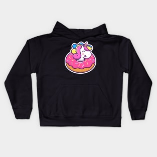 Cute unicorn doughnut cartoon Kids Hoodie